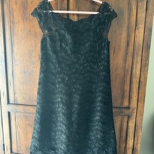 Vintage 1960’s Castilho Black Hand Crocheted Lace Midi Dress